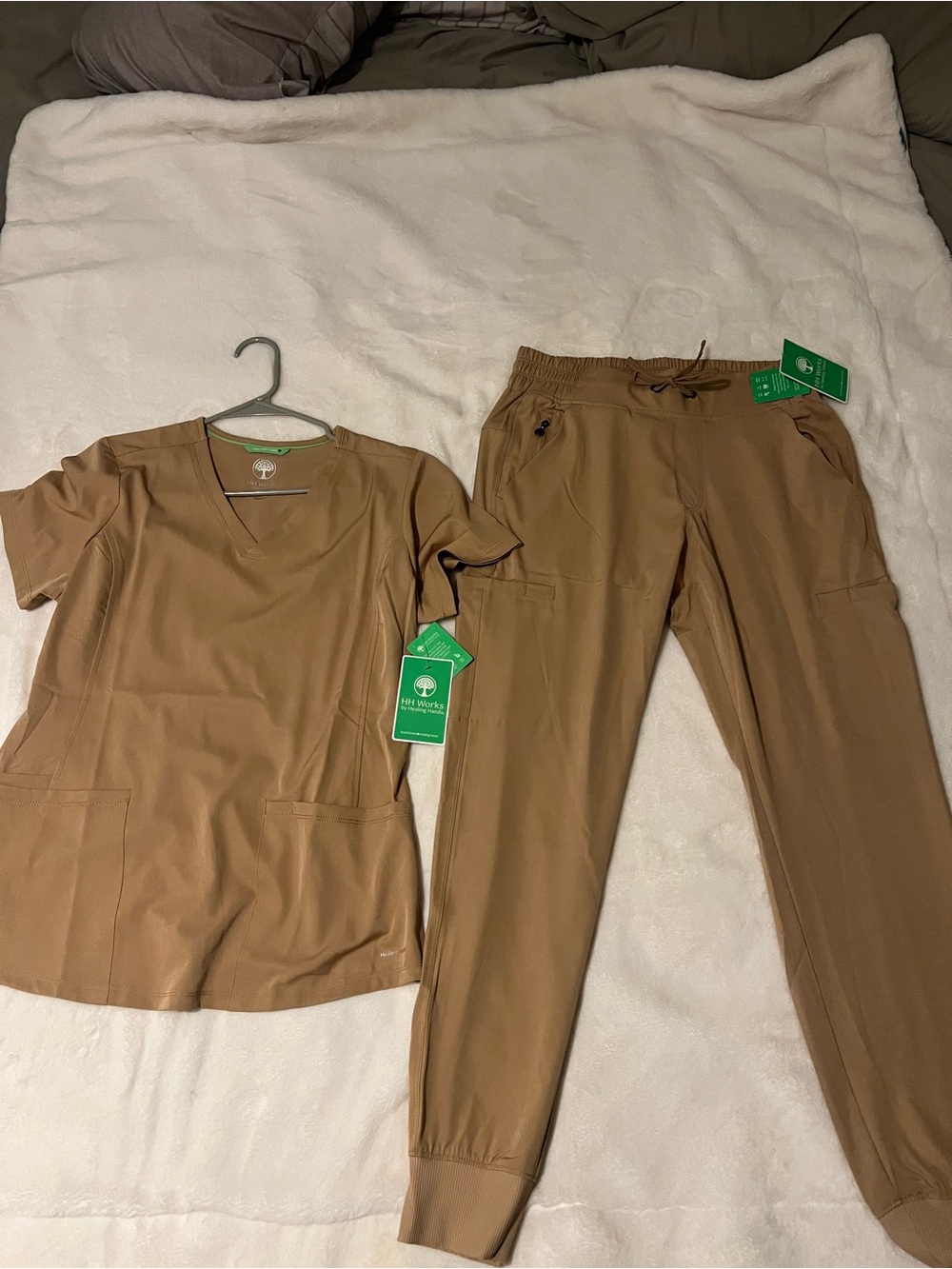 healing hands Tan Scrub Top & Jogger Set